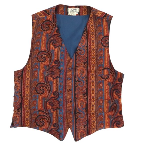 Hermes Other - vtg HERMES paisley print Silk vest F 52 US 42 Large